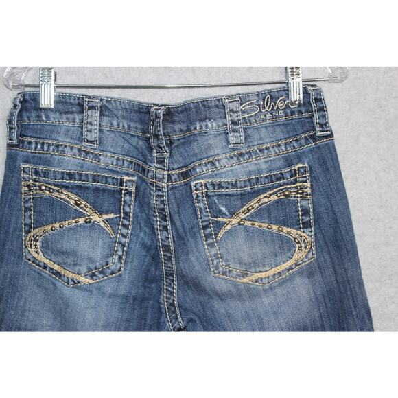 Silver‎ Jeans Lola 17" Distressed Straight Fit Blue Jeans Women's W30/L26 - Picture 9 of 9